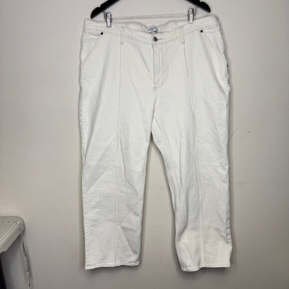 Abercrombie & Fitch Curve Love Mid Rise Baggy Jean Cream Plus Size 34 18 - Picture 2 of 14